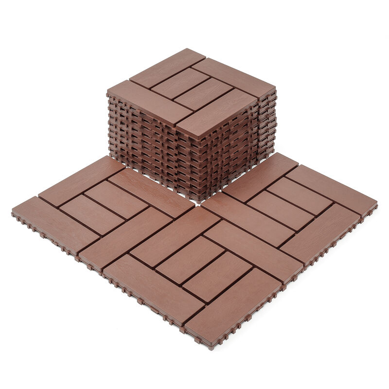 44 Pcs Interlocking Deck Tiles,Plastic Patio Flooring Outdoor Waterproof, All Weather Use for Balcony Porch Backyard Poolside image number 0