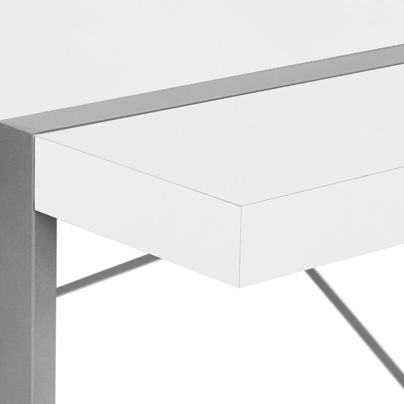 Monarch Specialties I 7663 Computer Desk, Home Office, Laptop, 48"L, Work, Metal, Laminate, White, Grey, Contemporary, Modern
