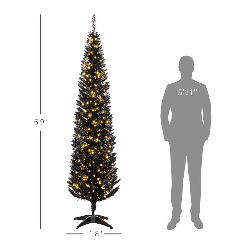 7' Slim Pencil Artificial Christmas Tree with LEDs image number 2