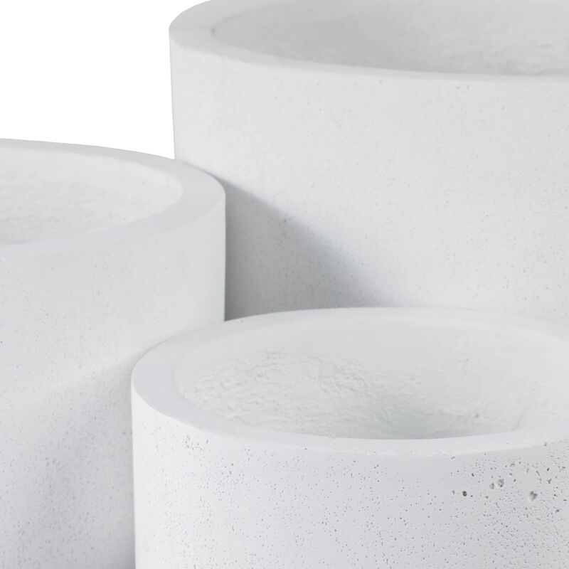 S/3 9/12/15" Rounded Cement Planters, White image number 4