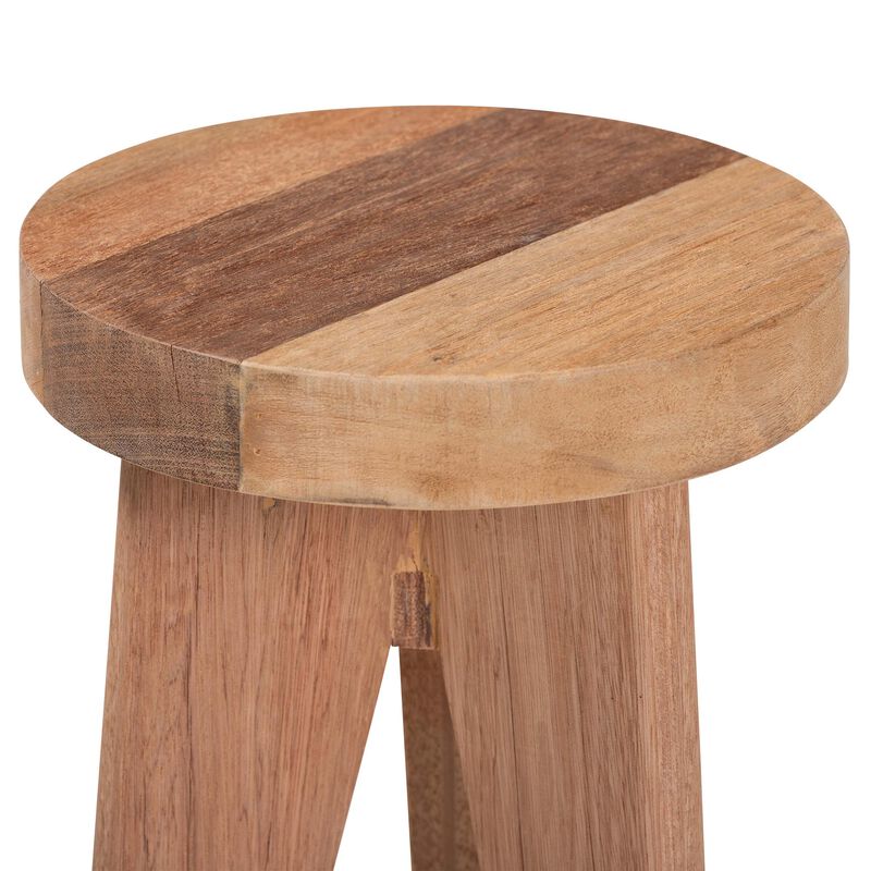 bali & pari Sayen Acacia Wood Multipurpose Accent Stool - Sculptural End Table with Flared Tripod Base for Living Room, Bedroom or Dining Room image number 2