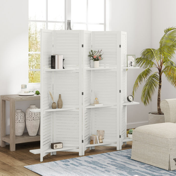 Hivvago 5-Panel Wood Room Divider with Shelves and Storage