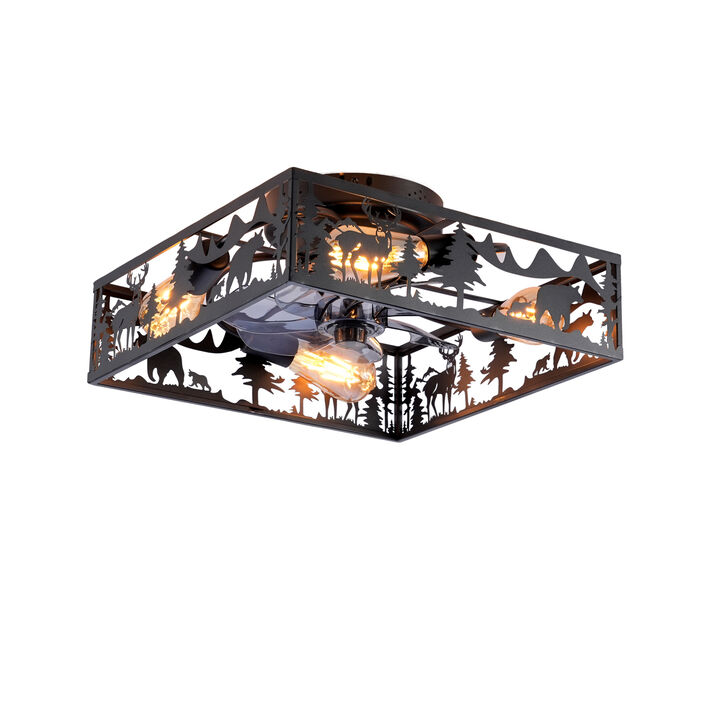ELEMENT ACE Flush Mount Bladeless Caged Ceiling Fan with Multi-Function Remote Control, 6 Speed Reversible Quiet Motor, Perfect for Bedroom Living Room Dining Room Hallway Decor and Use