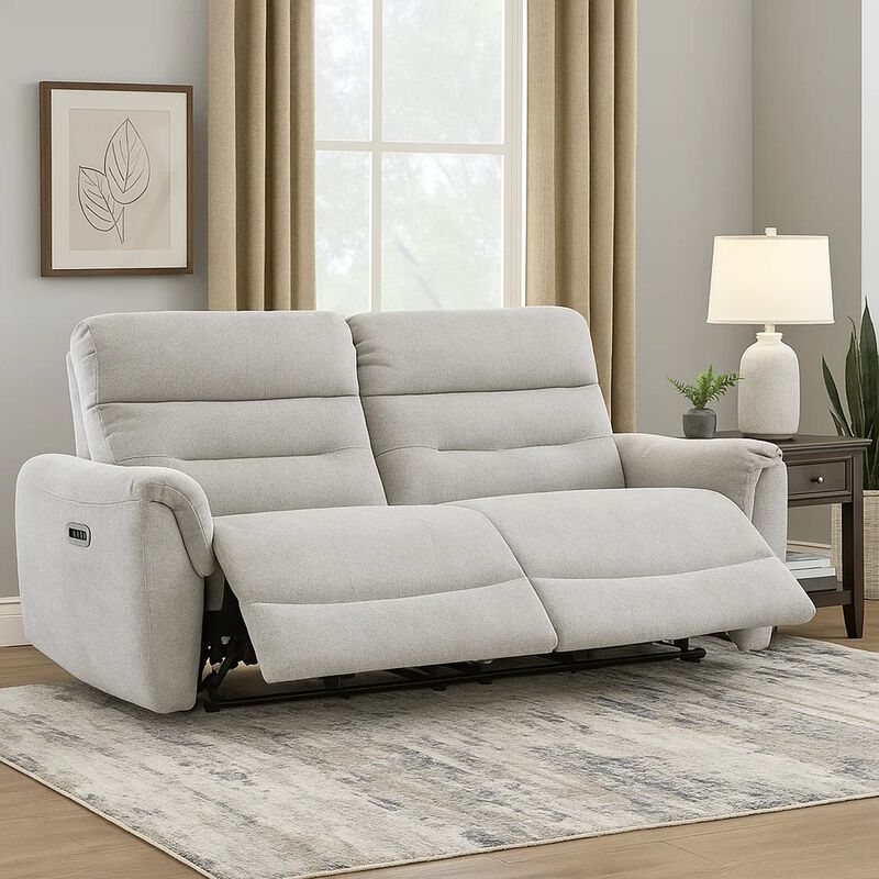Tres Power Motion Recliner Sofa with USB Port, 2 Seater, Gray Chenille image number 6