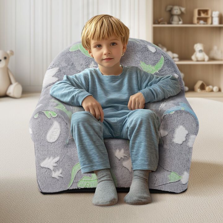 Glow-in-the-Dark Toddler Chair with Armrests for Playroom or Bedroom Seating