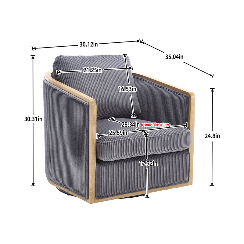 Merax Corduroy Swivel Barrel Chair Club Chair
