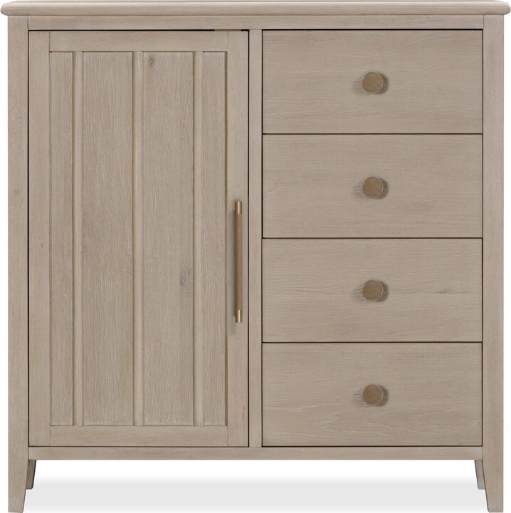 Camden Six Drawer One Door Oak Wood Chest in Chai