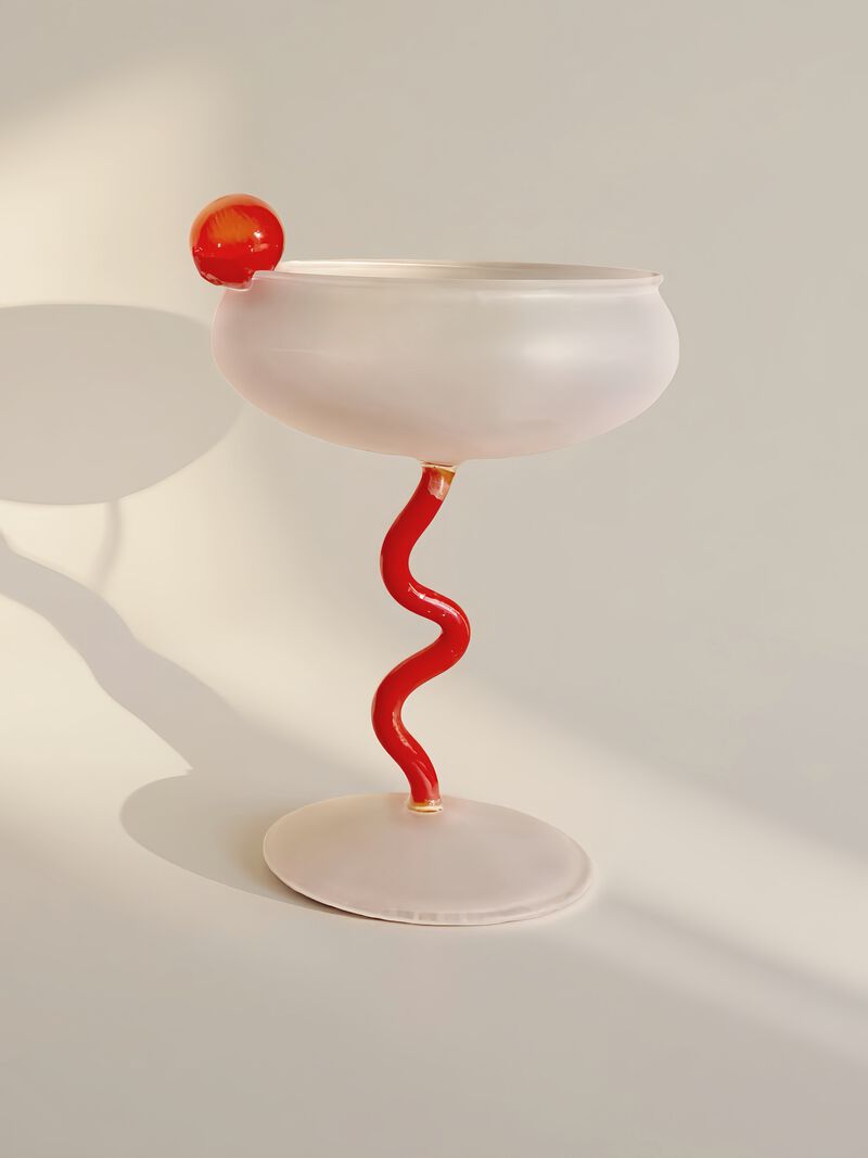 Jelly Bean Cocktail Coupe, Handblown Whimsical Wine Glasses image number 0