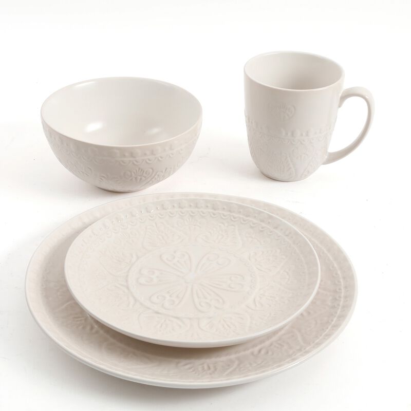 Gibson Elite Milanto 16 Piece Stoneware Dinnerware Set in Cream, Service for 4 image number 6