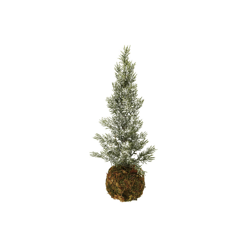 Faux Fir Tree with Moss Ball Base and Iced Finish image number 0