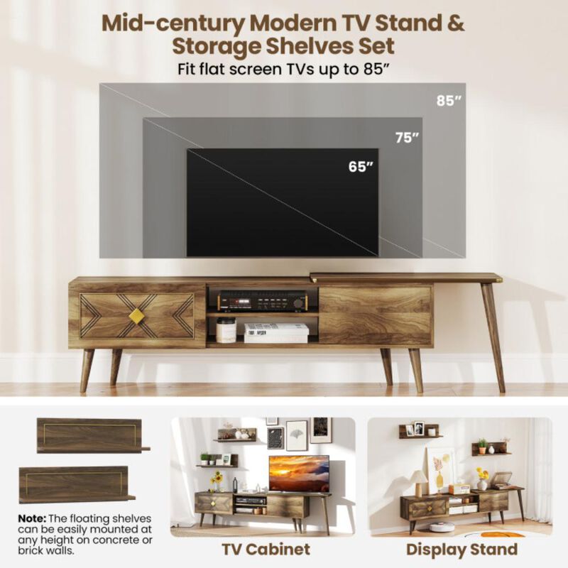 Hivvago Mid-century Modern TV Stand for TVs up to 85 Inch with Open Compartments