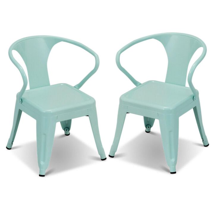 Hivvago Set of 2 Steel Armchair Stackable Kids Chairs-Green