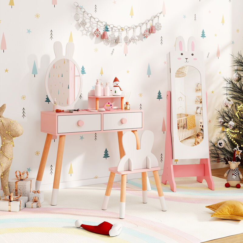 Kids Jewelry Armoire Cabinet with 2 Tilt Angles and Large Storage Capacity