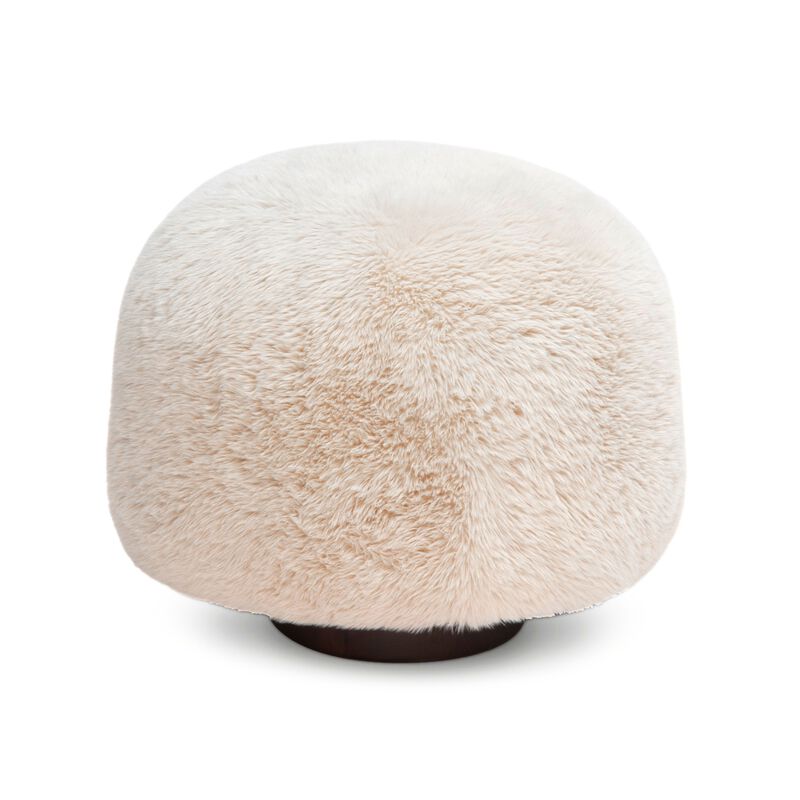 Oopa Cream Contract-Grade Straight Vegan Shearling Swivel Ottoman image number 1