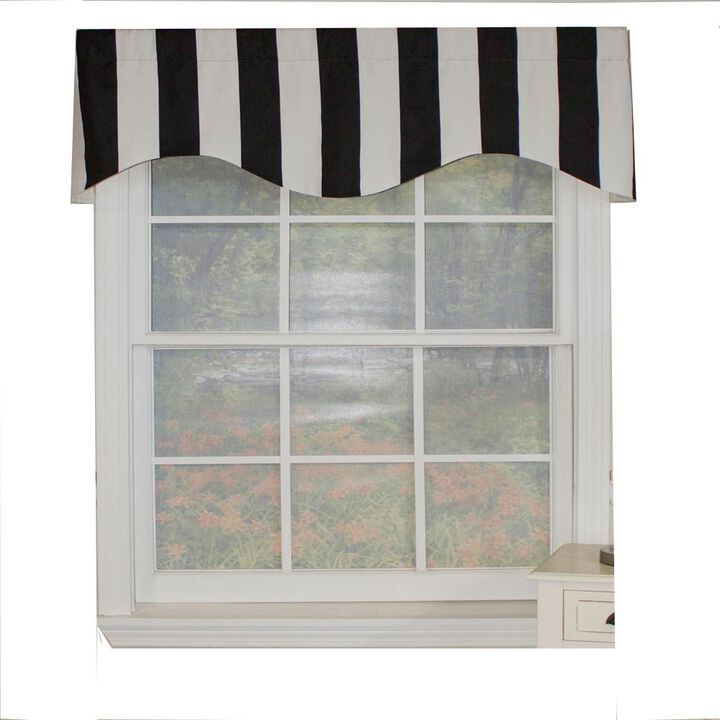 Cabana Stripe Design 3" Rod Pocket Valance 50" x 17" Black by RLF Home