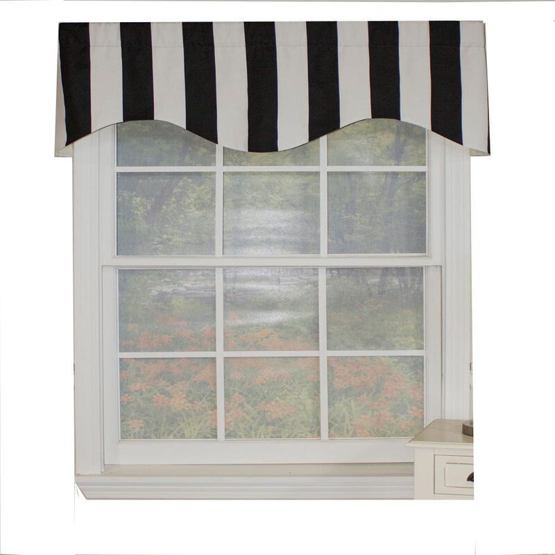 Cabana Stripe Design 3" Rod Pocket Valance 50" x 17" Black by RLF Home