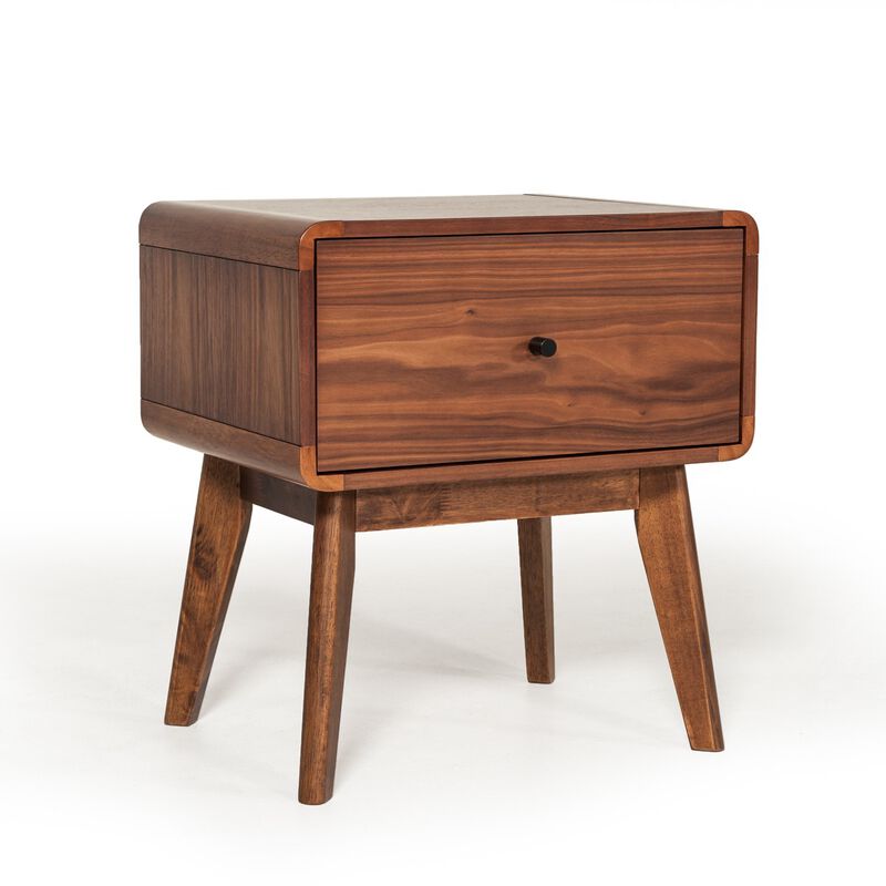Modern Wooden Nightstand with Single Drawer – Mid-Century Style