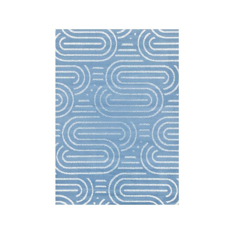 Novelle Home Functional Style Blue White Links Area Rug, 7'9 x 10'6 image number 0