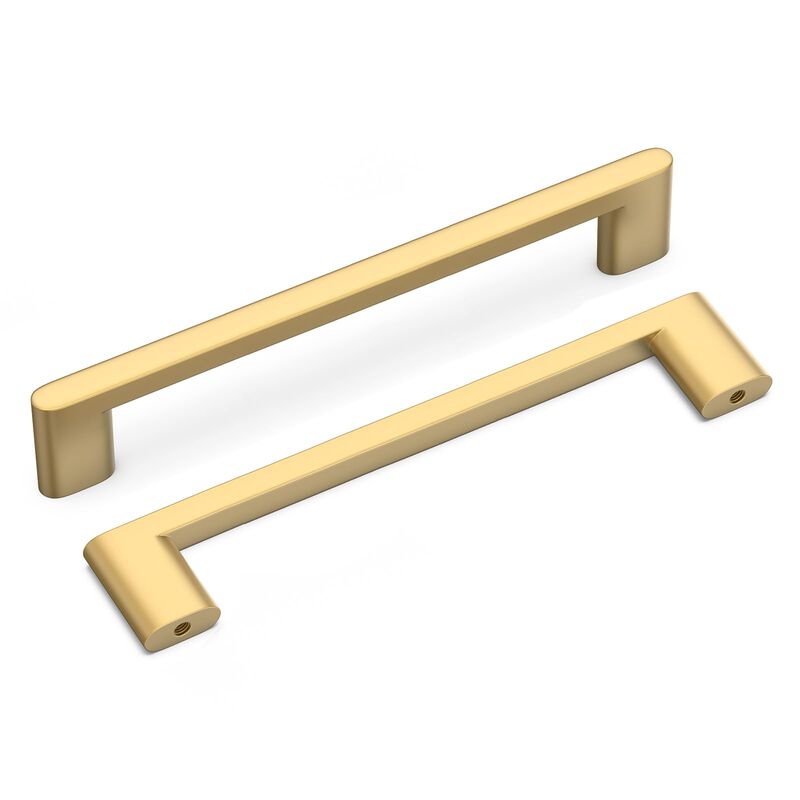 homdiy 10 Pack Matte Gold Cabinet Pulls 6-1/4 inch Hole Center Brushed Brass Kitchen Drawer Handles for Dresser Cupboard Living