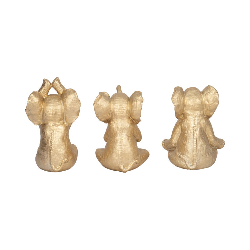 Resin, S/3, 8"h, Yoga Elephants, Gd image number 3
