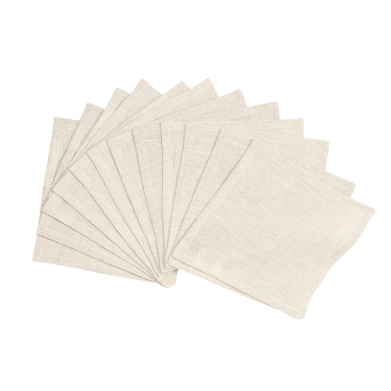 Solino Home Athena 100% Linen Cocktail Napkins &ndash; Set of 12, 6 x 6 in, Machine Washable, Holiday and Everyday Dining