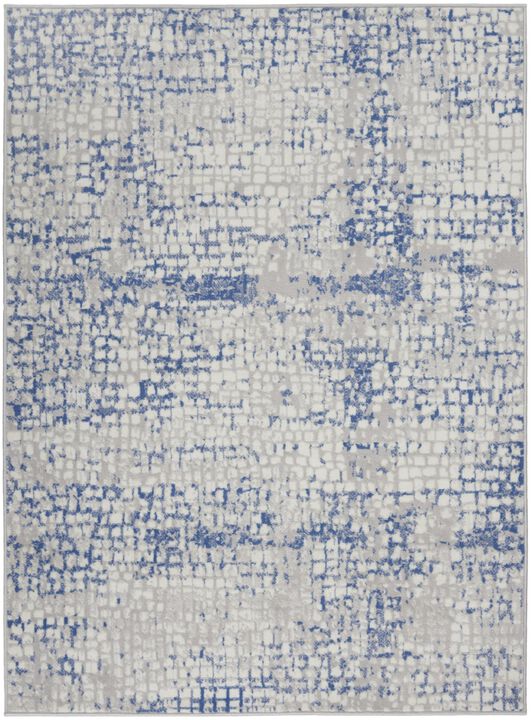 HomeRoots 6' X 9' Blue And Gray Geometric Area Rug