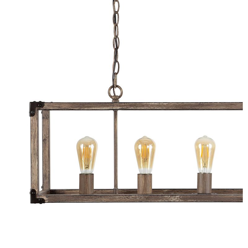 Magnolia 5-Light Linear Adjustable Iron Rustic Farmhouse LED Pendant