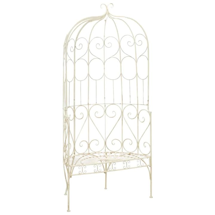 vidaXL Garden Bench 37.4" Iron Antique White