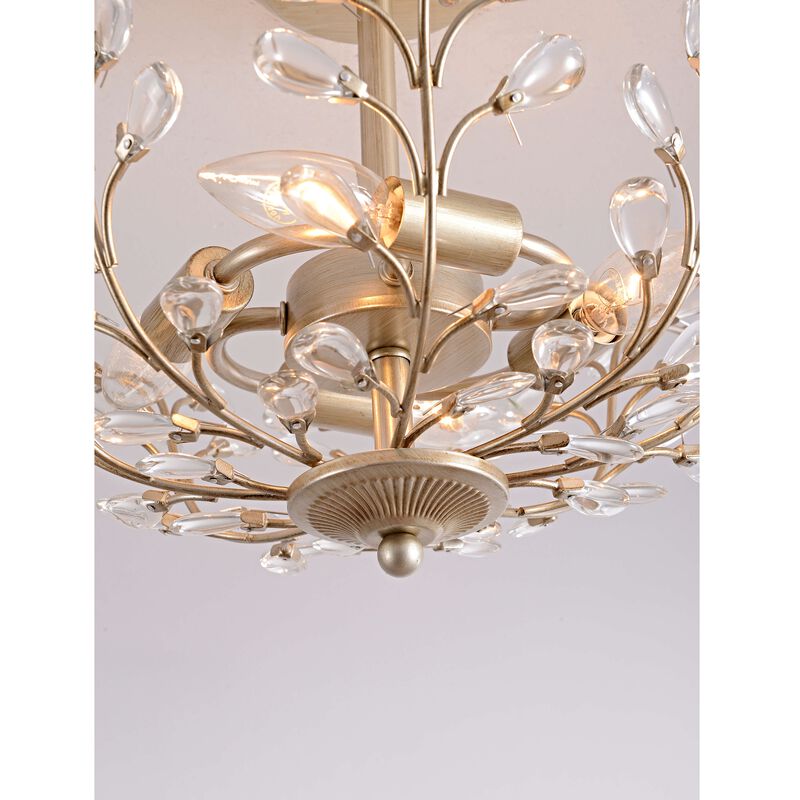 Freya Brushed Champagne Silver 4-light Crystal Bud 8-Branch Semi-Flush Mount image number 4