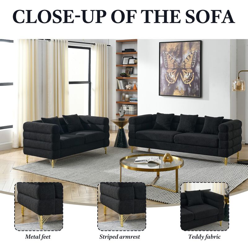 Sibsod modern-design plush cloud-shaped sofa set image number 5