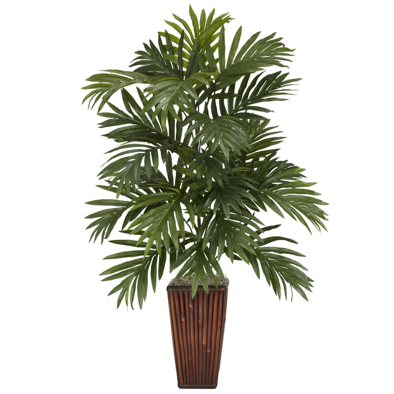 Hivvago Areca Palm w/Bamboo Vase Silk Plant