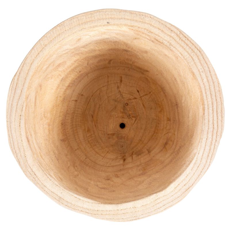2‑Piece Round Paulownia Wood Planters, Natural Finish image number 3