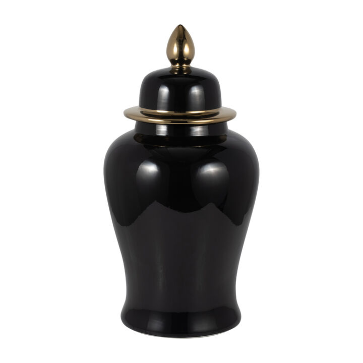 24" Temple Jar, Black/Gold
