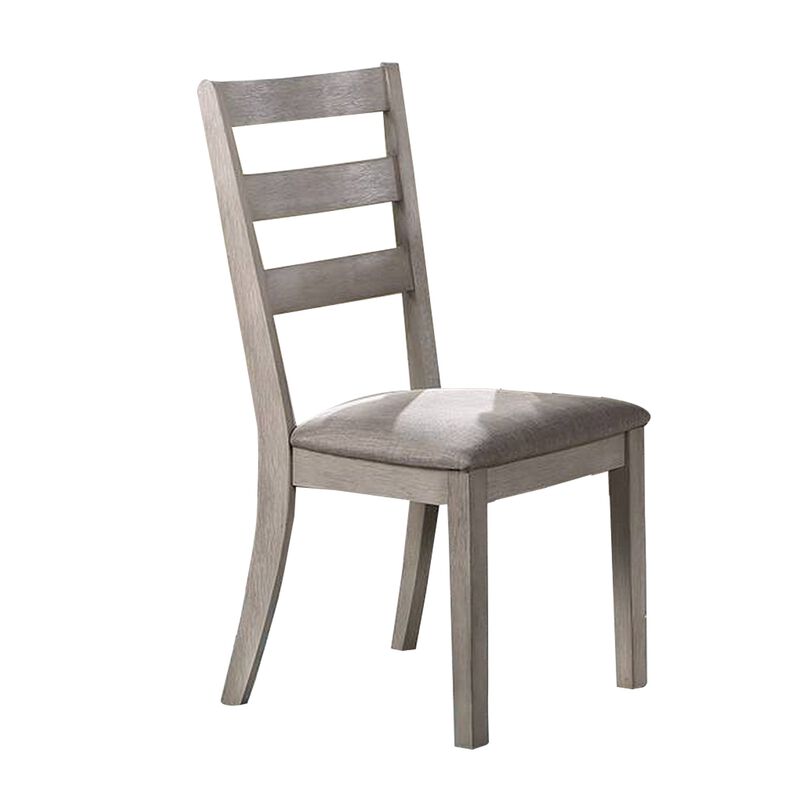 5 Piece Dining Set, Rectangular Table, 4 Chairs, Padded Seating, Light Gray - Benzara