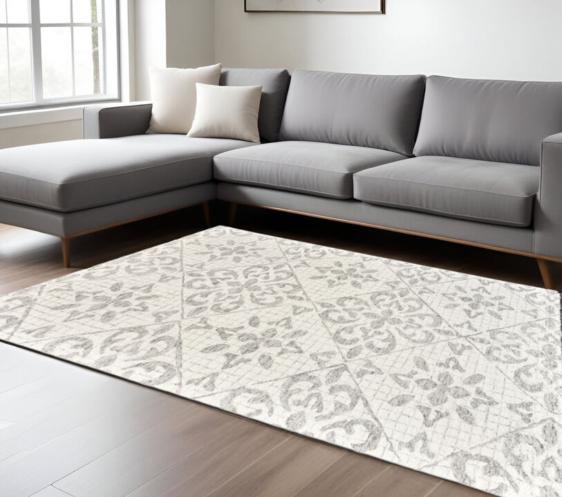 HomeRoots Wool Floral Hand Tufted Area Rug