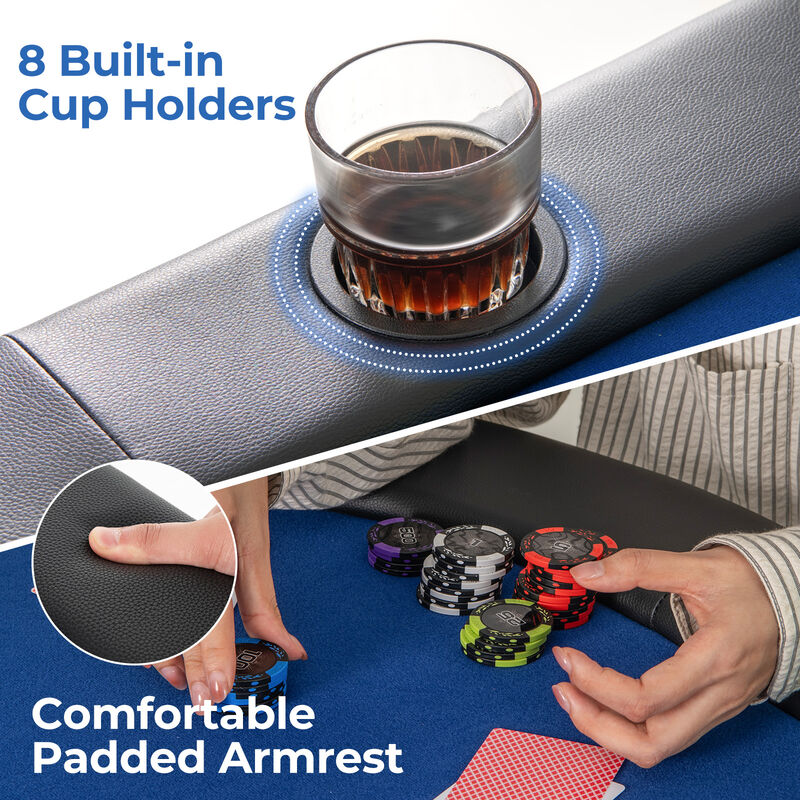 Foldable Poker Table for 8 Players with Spacious Playing Surface image number 3