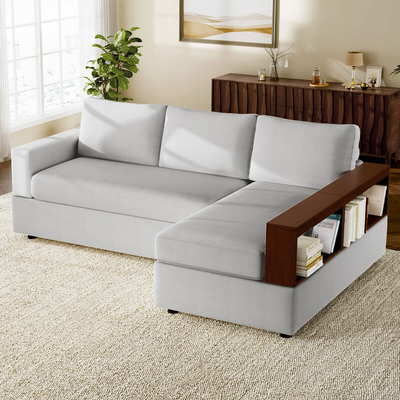 Merax Sectional Sofa Upholstered Sofa Couch with Reversible Armrests