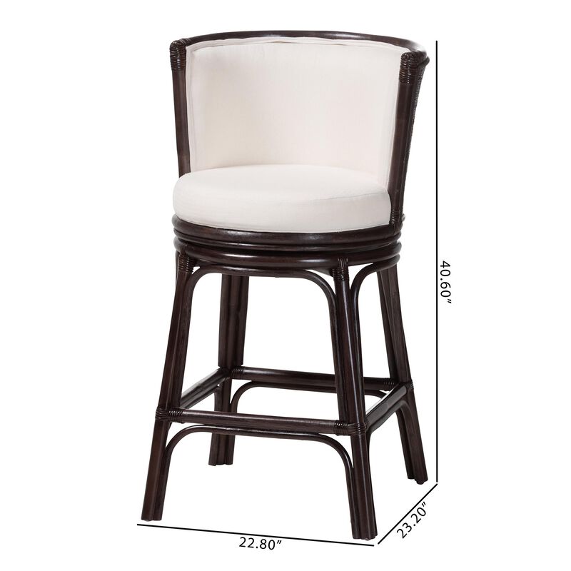 bali & pari Alsip Espresso Rattan Counter Stool with Swivel Seat image number 8