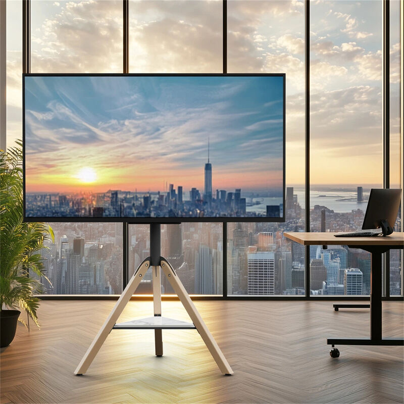 Adjustable Swivel Tripod Corner TV Stand w/Shelf Reliable Home Office TV Lifter image number 1