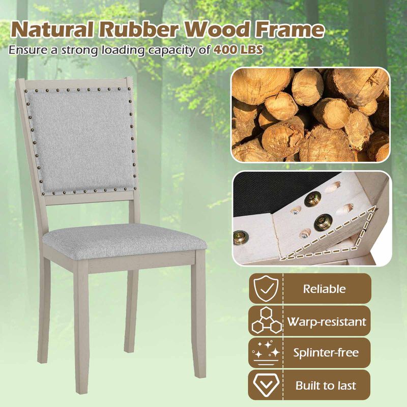 Set of 2 Farmhouse Dining Chairs, Fabric Upholstered Chairs for Kitchen image number 6