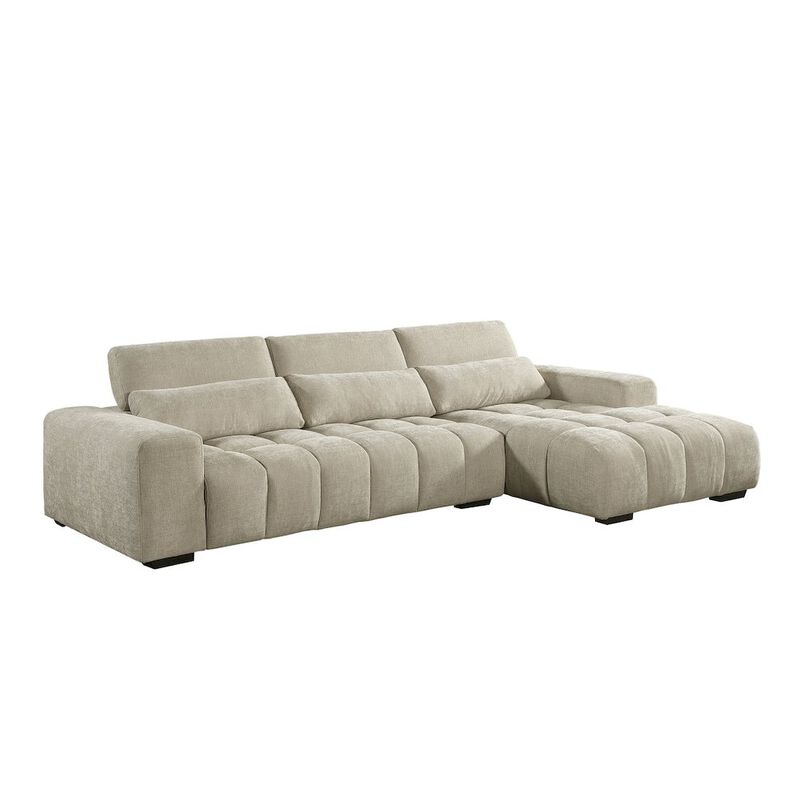 Best Quality Furniture Sectional With Right Facing Chaise In Beige Chenille Fabric