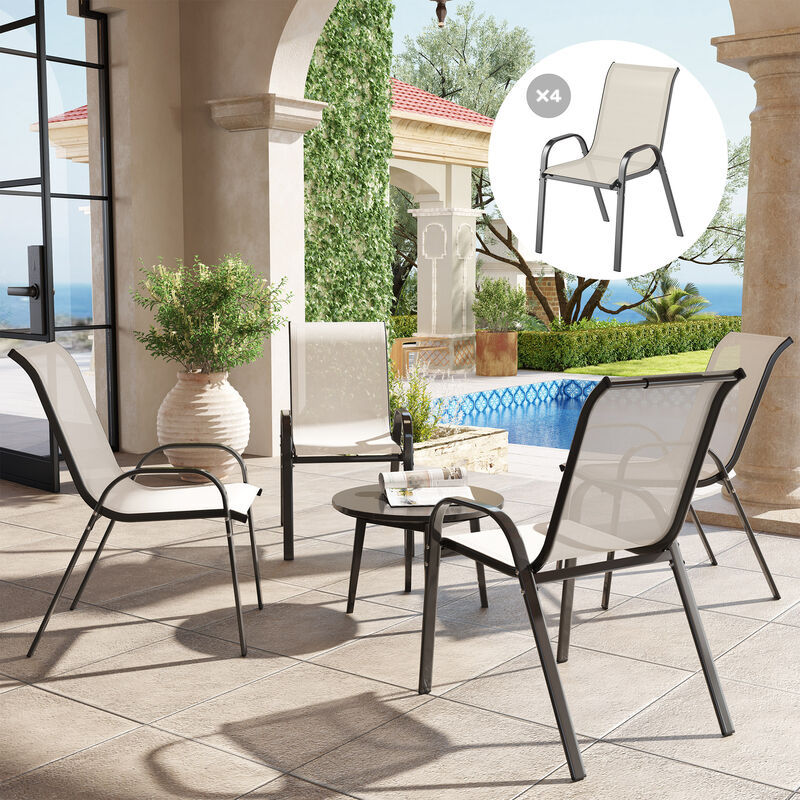 Hivvago 4-Piece Patio Dining Chair Set with High Back image number 1