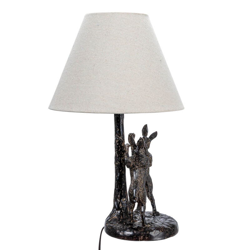Bunny Rabbit Table Lamp with Linen Empire Shade, Brown and Natural image number 4