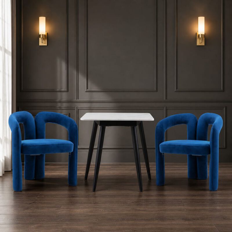 GOODSILO Contemporary Upholstered Barrel Accent Dining Armchairs, Seating for Living Room, Kitchen, Dining Spaces, Set of 2 image number 3