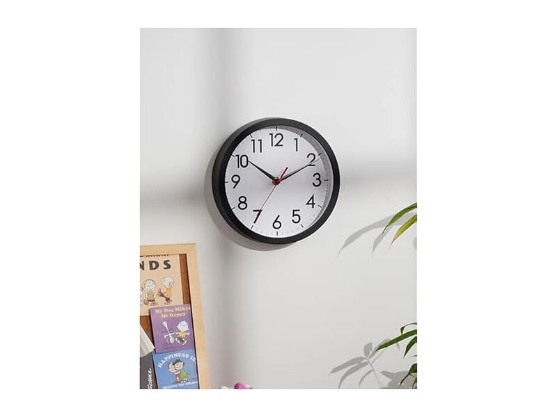 Classic Black Wall Clock 8 Inch Silent Non Ticking Modern Battery Operated image number 3