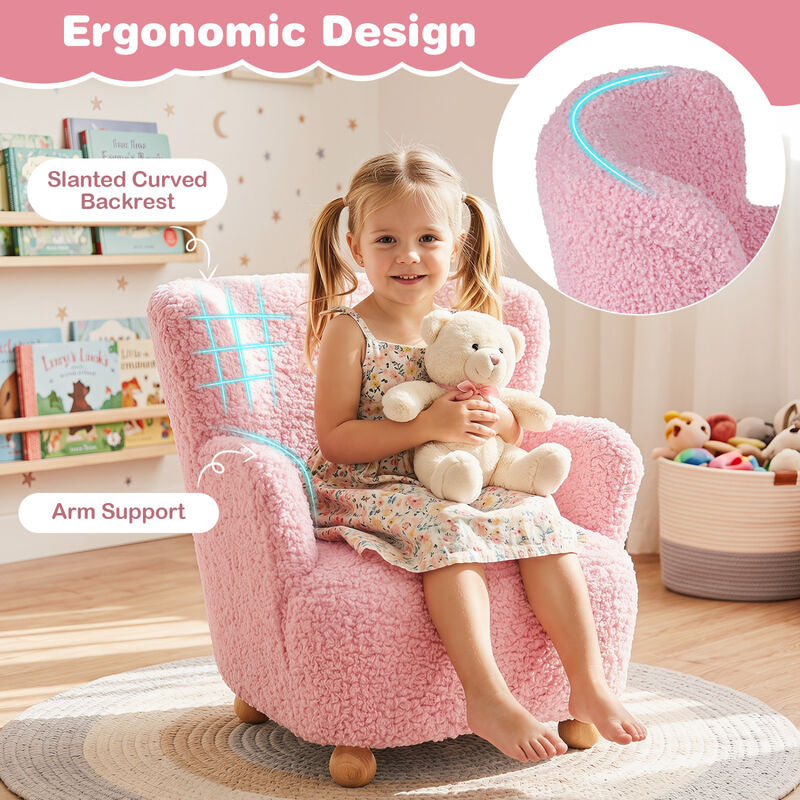 Toddler Sherpa Sofa Chair with Sturdy Rubber Wood Legs image number 6