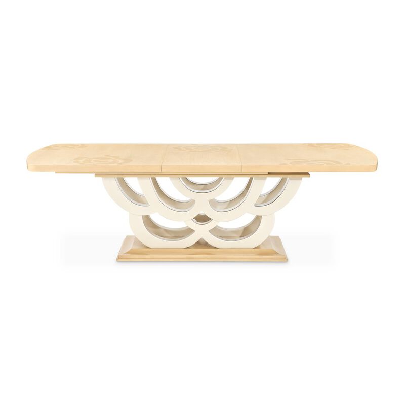 Michael Amini Camellia Field Rectangular Pedestal Dining Table - Caramel image number 5