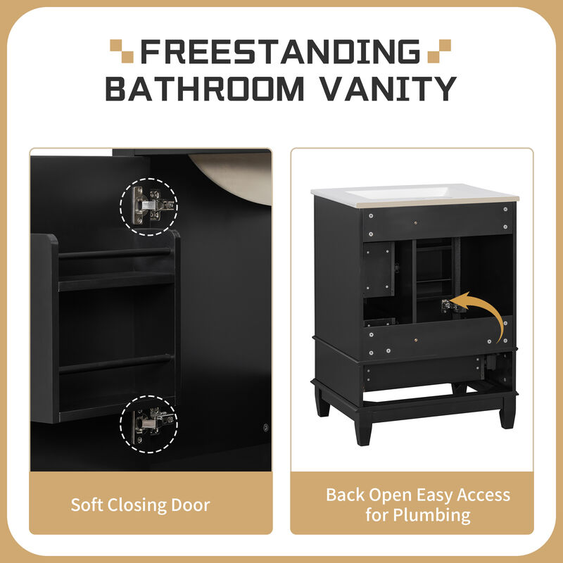 Merax Compact Freestanding Bathroom Vanity with Integrated Ceramic Sink