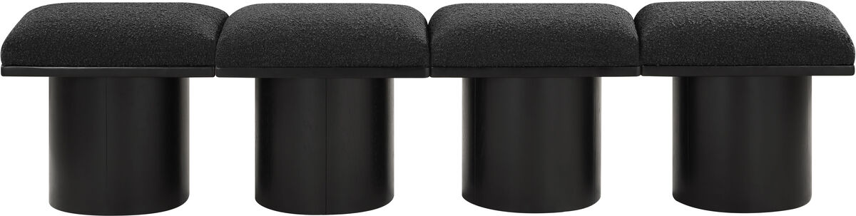 Meridian Furniture Pavilion Black Boucle Fabric Bench