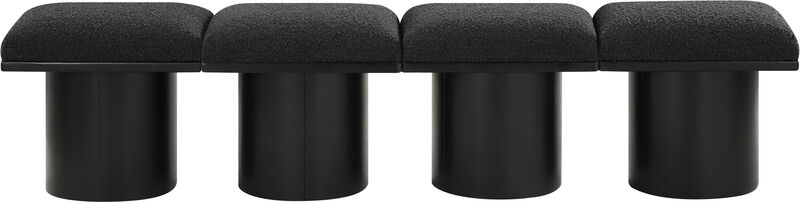Meridian Furniture Pavilion Black Boucle Fabric Bench